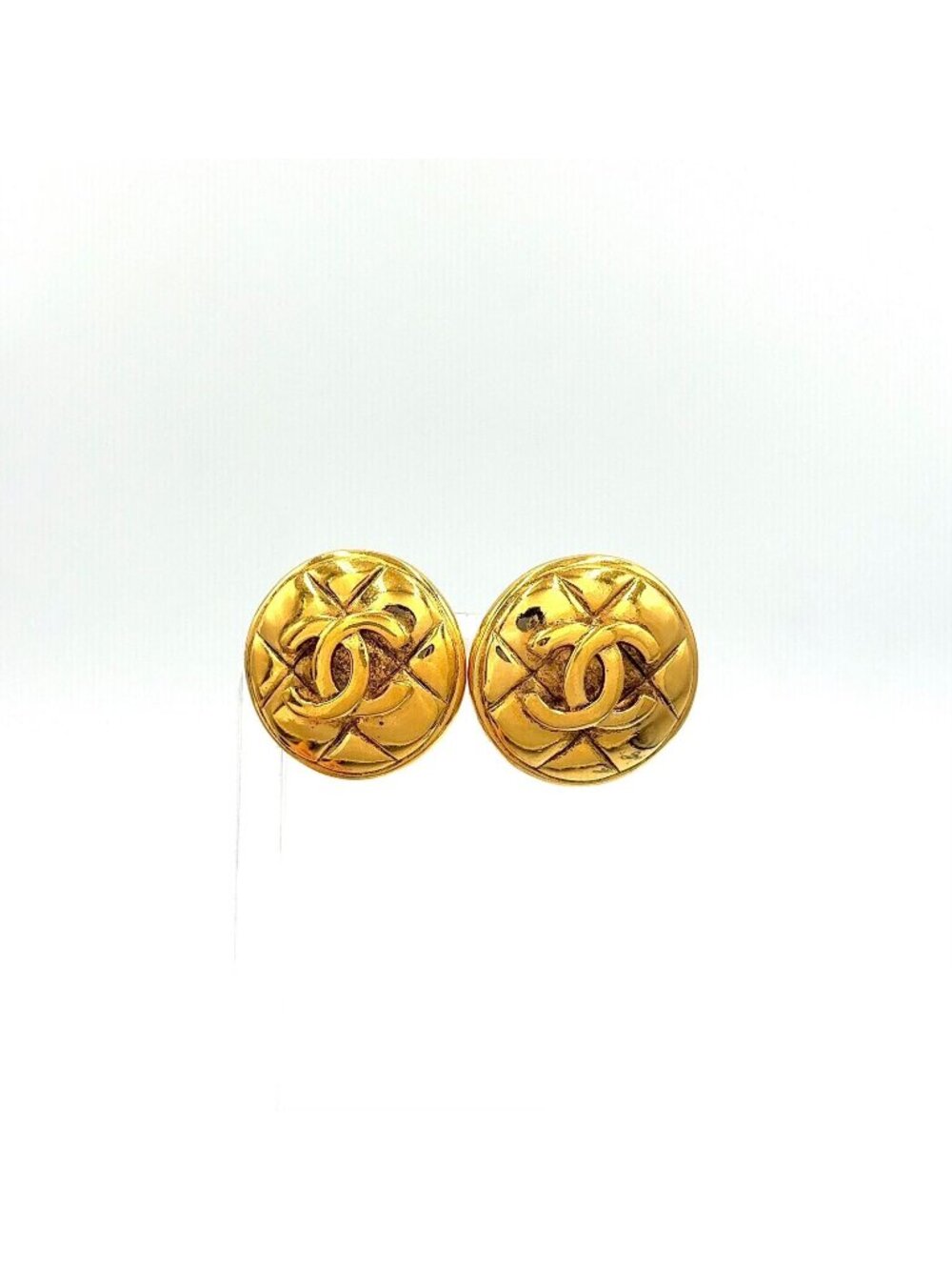 Louis Vuitton CC Logo Matelasse Gold Plated Earrings